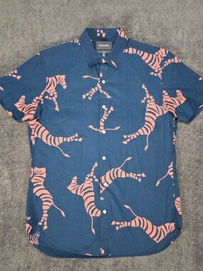 Bonobos Zebra Print Shirt Mens Medium Slim Fit Button Down